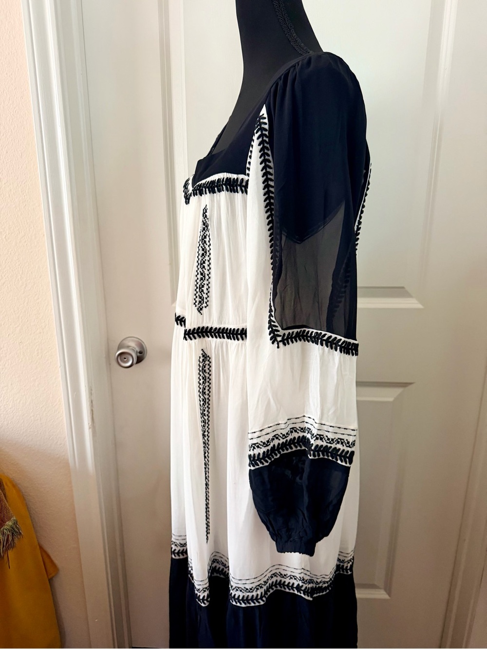 Anthropologie White and Black Embroidered Maxi Dress - Picture 3 of 8